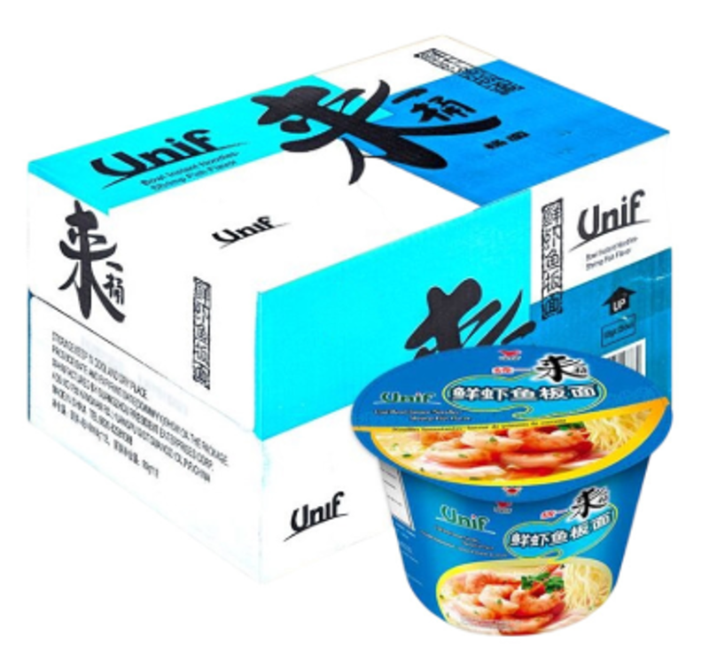 Uni-President Instant Noodles (Bowl) - Shrimp And Fish Flavor 108G (Box Of 12)