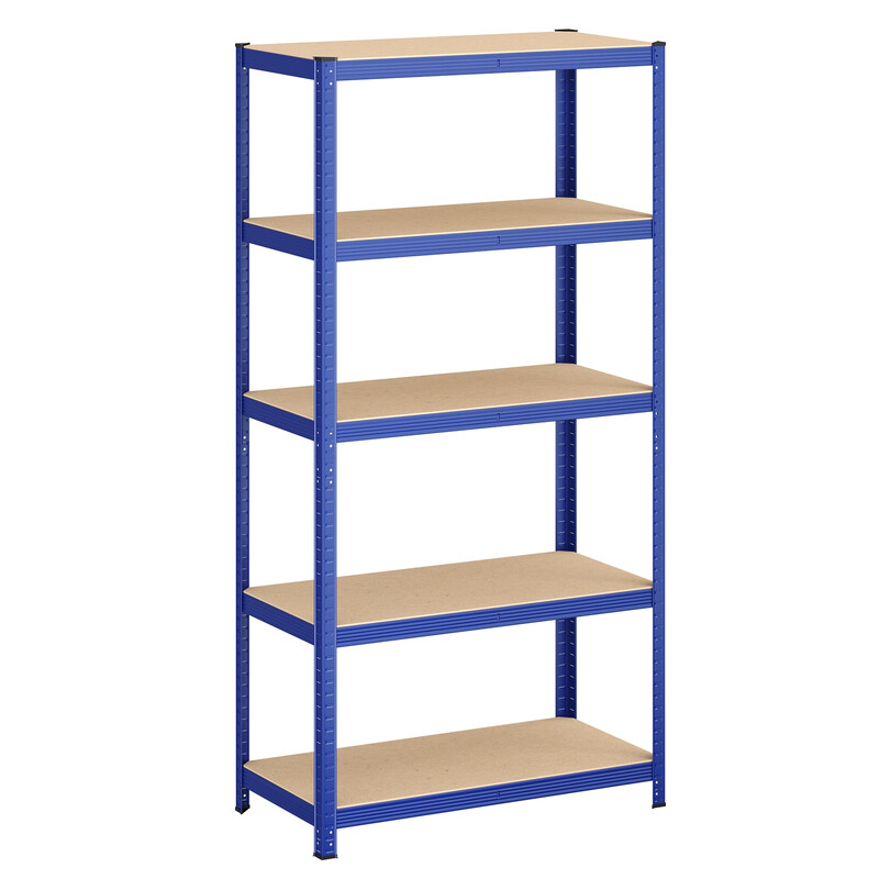 JOYFURNOS 5-laags stellingkast, stalen stellingkast voor opslag, gereedschapsvrije montage, voor garage, schuur, draagvermogen 600 kg, 50 x 100 x 200 cm, blauw