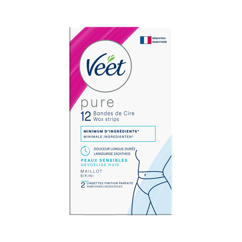 Veet pure bandes de cire hypoallergéniques pour maillot x12