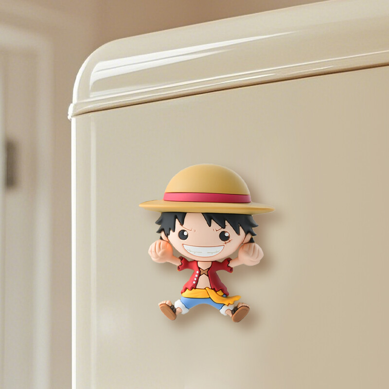 One Piece Kühlschrankmagnet Monkey D Luffy 3D PVC Kühlschrankmagnet Kühlschrank Küchendekoration Zuhause Büro Spind Whiteboard Zubehör magnetisches authentisches Merchandise Premium-Kollektion Geburtstag Weihnachtsgeschenk für Fans 1 Stück