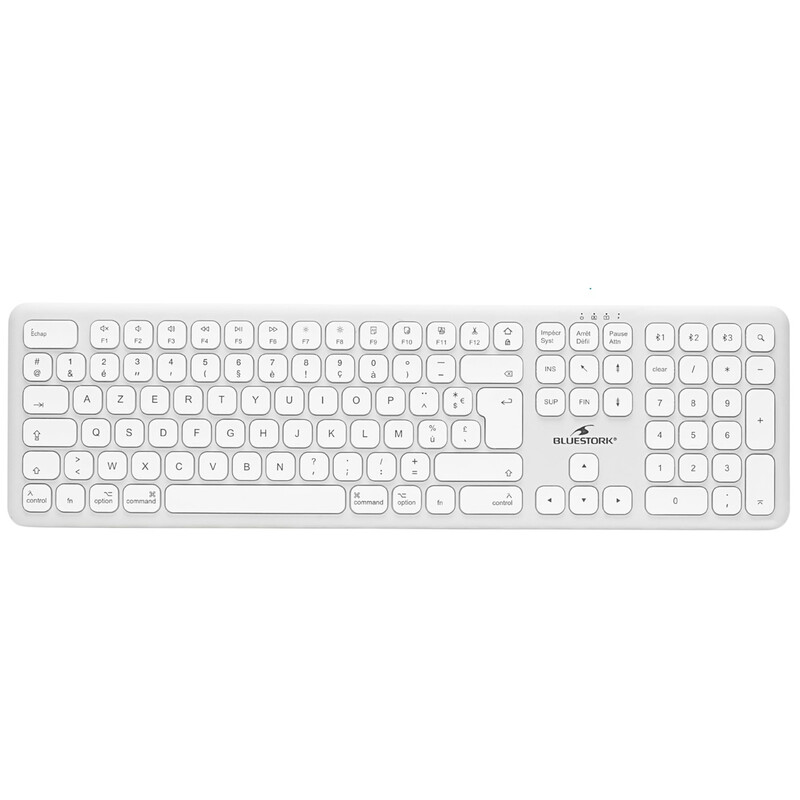 Clavier Sans Fil Bluestork KeyBoard Bluetooth Mac – Full Size, Compatible Mac, Blanc - vue 7