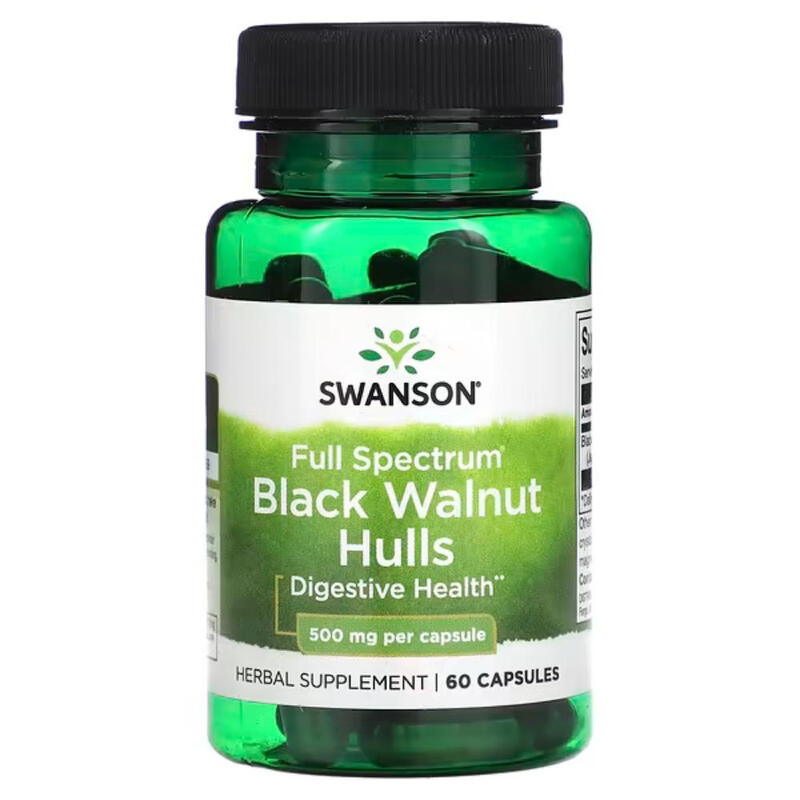 Full Spectrum Black Walnut Hulls Digestive Wellness 500 mg - 60 Capsules