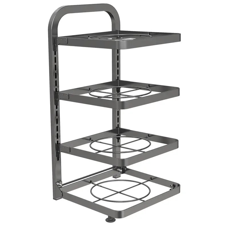 4-Tier Adjustable Kitchen Utensil Rack - Black