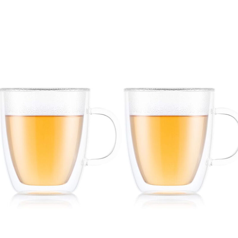 BISTRO Jumbo Mug Set of 2 - 450ml Double Walled Thermo Glasses with Handle