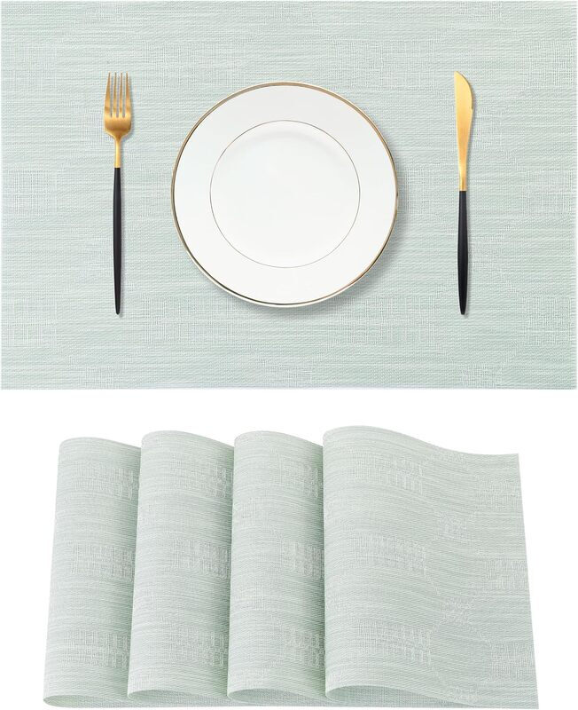 Mint Cream Placemats，Heat Resistant Non-Slip Place mats for Dining Table, Washable Du
