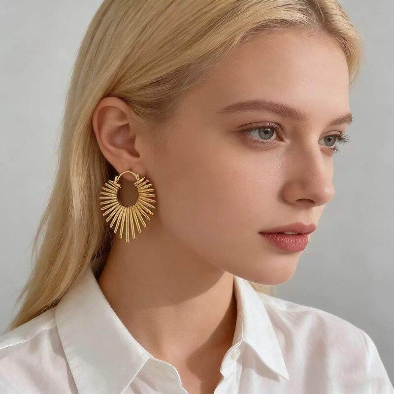 European and American style gold sunflower earrings, stud earrings, all seasons