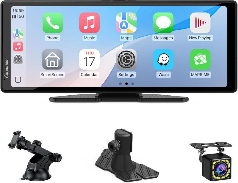 Portable Carplay Screen, V92R Wireless Carplay & Android Auto, 10.26 Inch 1080P HD To