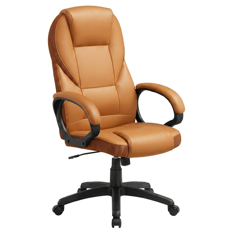JOYFURNOS Ergonomic Desk Chair, 73x70x(112-122)cm, Adjustable Swivel Office Chair with Silent Wheels, for Home Workspace, Brown