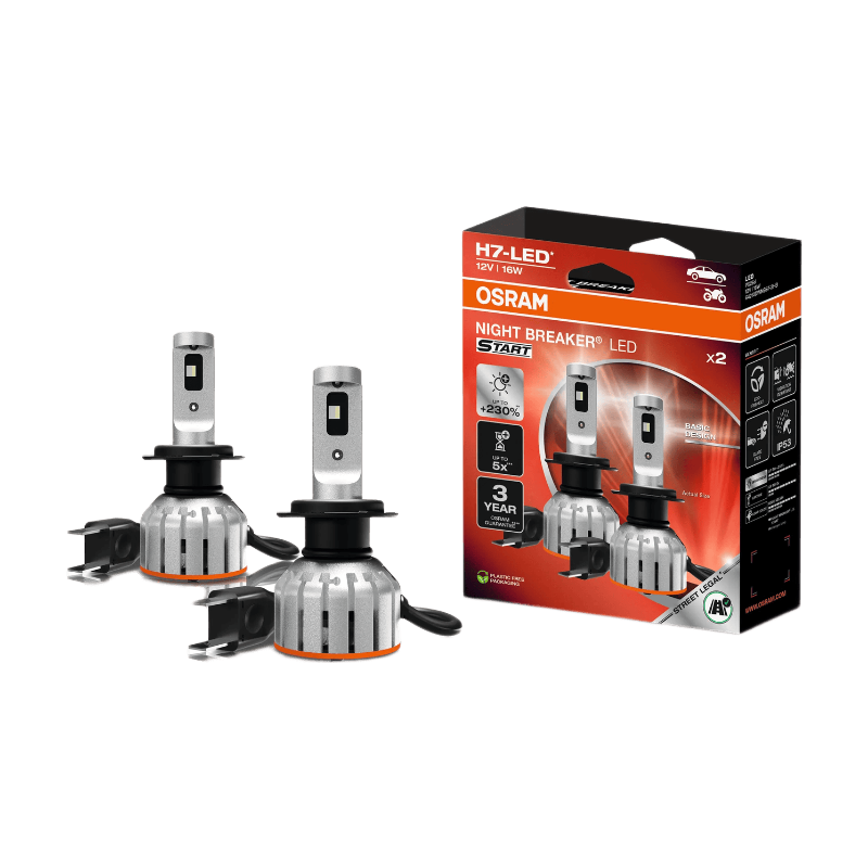 OSRAM NIGHT BREAKER LED START H7, 230% meer licht, 6000K, 12 V, LED hoofd- en standlicht met wegtoelating