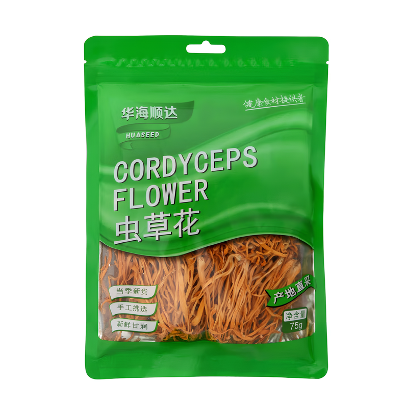 Huaseed Cordyceps Fleur 75g - Ingrédient de Cuisine Naturel pour Plats Savoureux et Sain, Qualité Supérieure