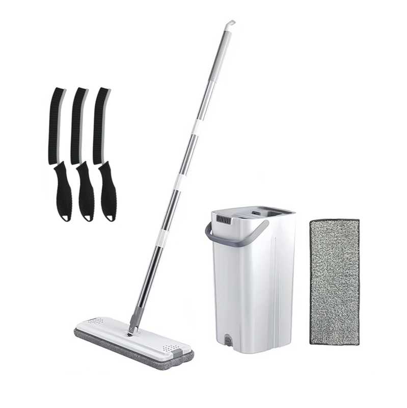 [Reinigungsset] JORDAN&JUDY 120 cm Wischmoppeimer-Set, Leichtes Design, Unverzichtbares Haushaltsreinigungsgerät + JORDAN&JUDY Langer Griff Fugenaufreinigungsbürste - Blattgriff 3er-Pack