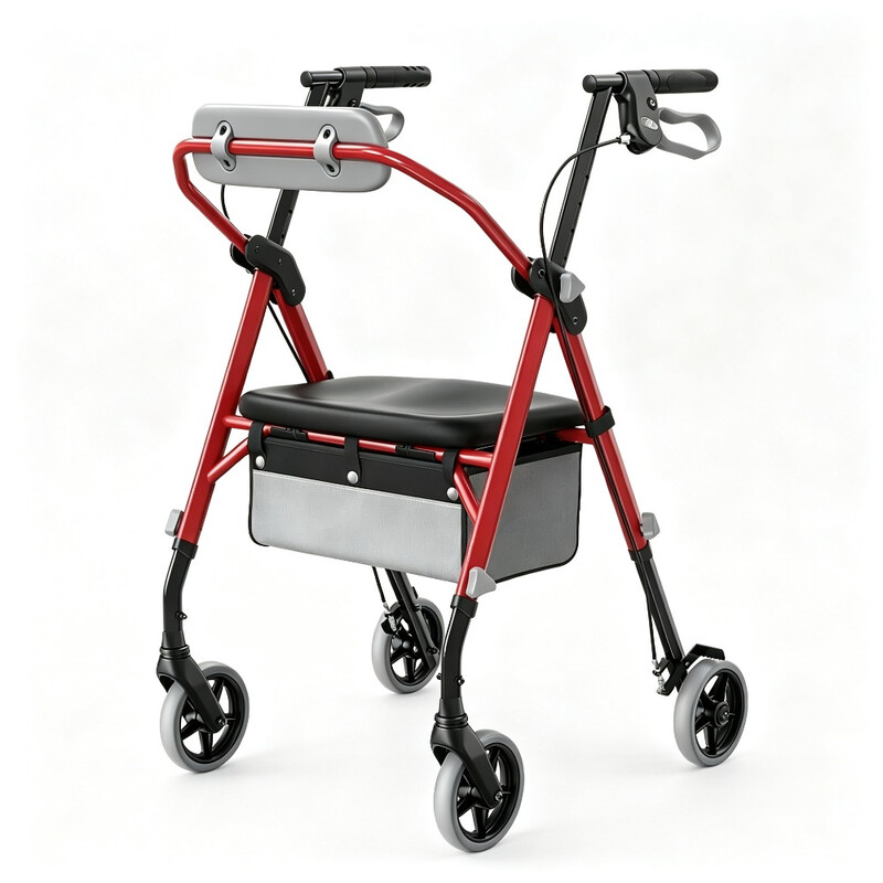 Opvouwbare lichtgewicht smalle mobiliteitshulpmiddel met zitting, maximale draagcapaciteit van 172 kg, geschikt voor draagbare reisassistentie hulpmiddelen voor ouderen