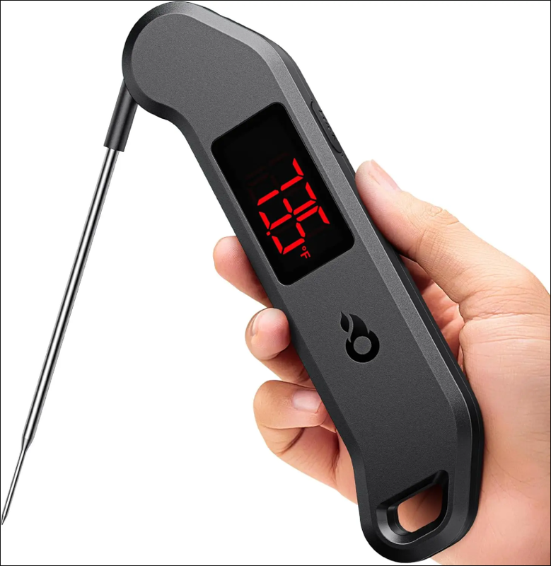 ThermoMaven professionele digitale vleesthermometer, directe aflezing in 1 sec, nauwkeurigheid ±0,3 °C, NIST- en NSF-gecertificeerde voedselthermometer, helder ledscherm met automatische rotatie, 100% waterdichte kookthermometer voor grill en barbecue, zw
