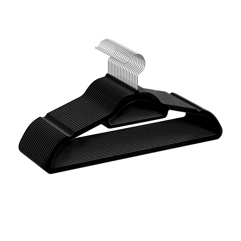Ochama Clothes Hangers Set of 20, Space Saving Velvet Jacket Hangers with Swivel Hook, Non-Slip, Black