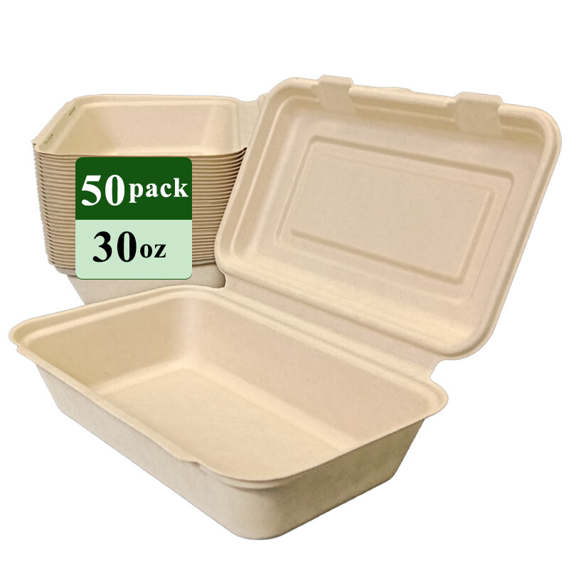 Ruibamboo disposable bamboo fiber clamshell 30oz 50pack