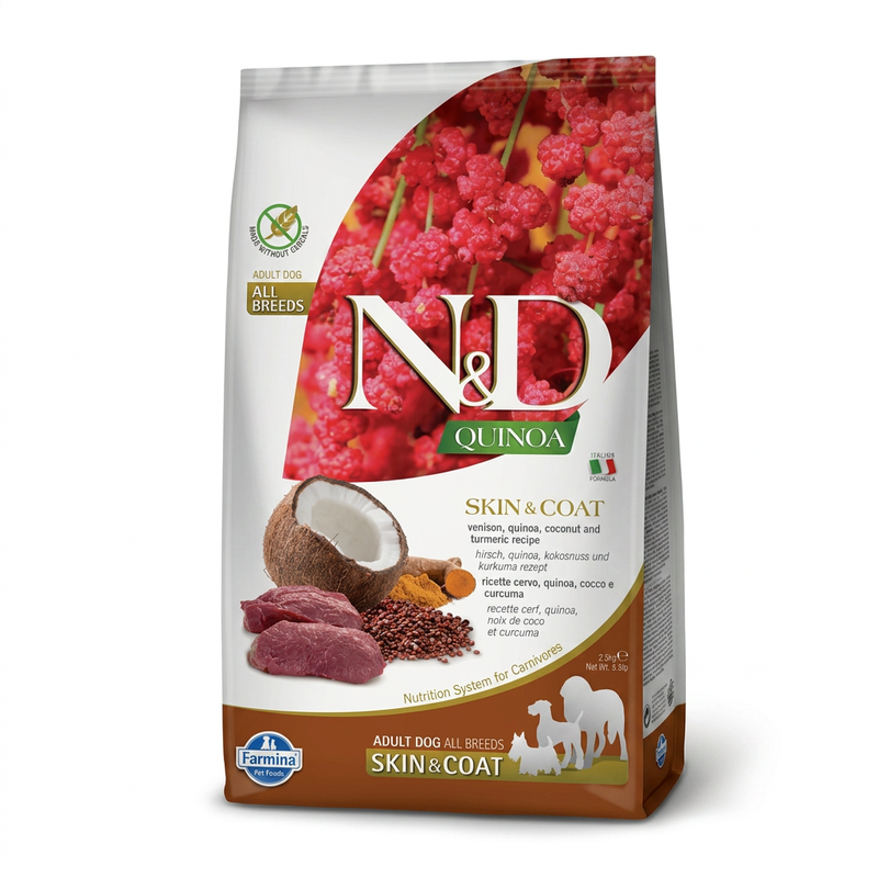 Farmina N&D Quinoa Serie Haut- und Fellpflege Adult Mittelgroßer bis großer Hunde Hundefutter (Venus Meat) 2,5 kg