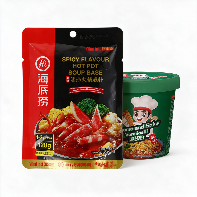 [HAIDILAO pakket] plantaardige olie hotpot soepbasis + sesampasta poeder pittige smaak combipakket