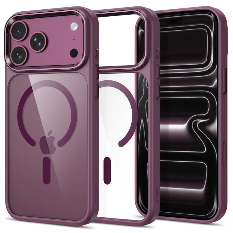 Tech-Protect Magmat Magsafe CC Coque pour iPhone 17 Pro Max / 18 Pro Max - Transparent Bordeaux