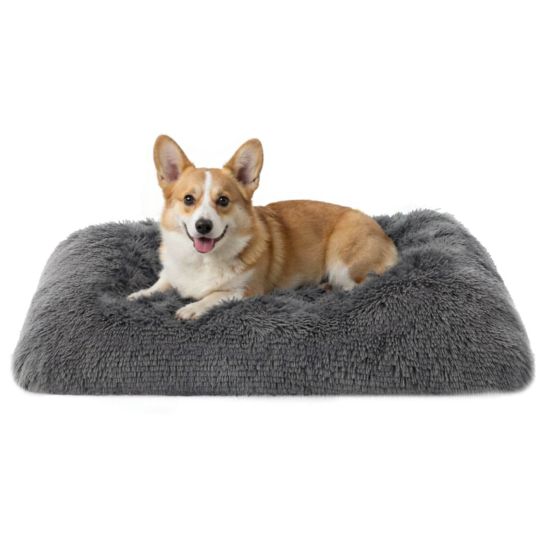 PetPad einfarbiges Plüsch-Hundekäfigmatte, titangrau, 104x69 cm XL
