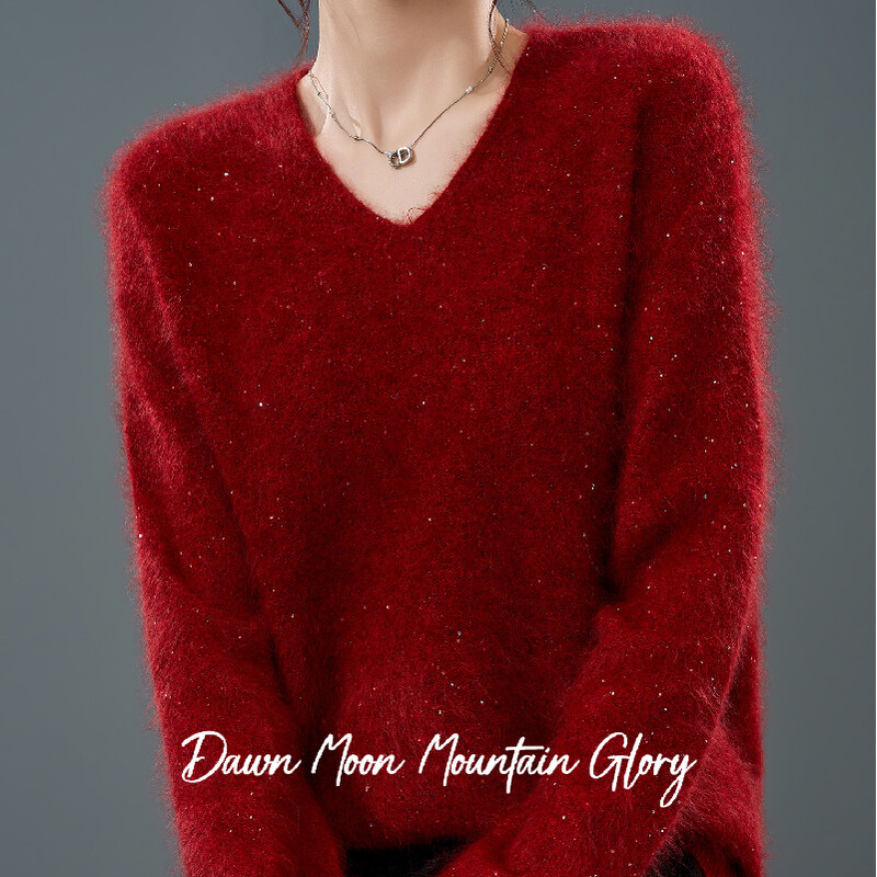 Geborsteld glanspuntjes cashmere trui 90% geïmporteerd uit Australië superfijne merino wol + 5% kashmir + 5% zijde vuurfeniks one size