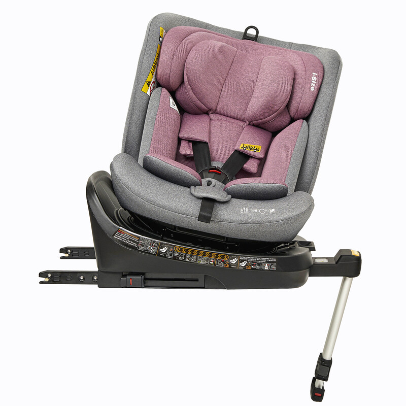 Jovikids Ranger Rose Roze 360° Draaibare Kinderautostoel met ISOFIX, i-Size 40-150 cm (vanaf de geboorte tot ca. 12 jaar), Babyautostoel Reboarder met Kantelfunctie & Afneembare Zonneklep, ECE R129