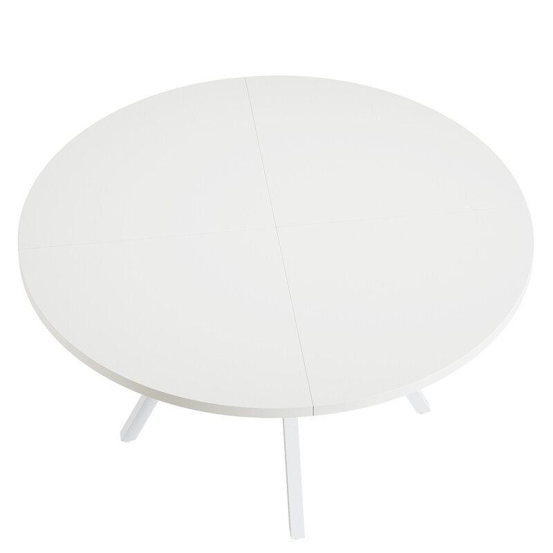 LANTINE Round Dining Table, 120CM Large Kitchen Tables for 6-8 People, Modern Style with Metal Legs for Dining Room Kitchen Cafe (Only Table)