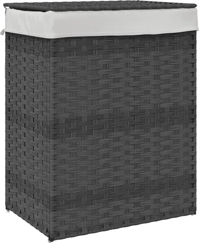 vidaXL Wasmand met deksel 46x33x60 cm poly rattan grijs