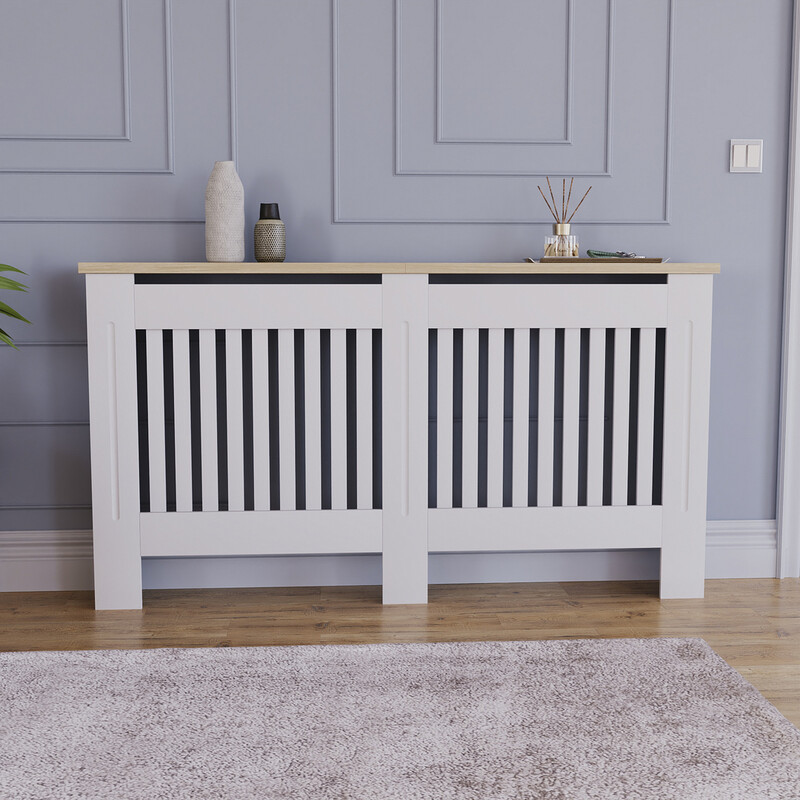 Radiator Cover Arlington White/Oak Effect Large
