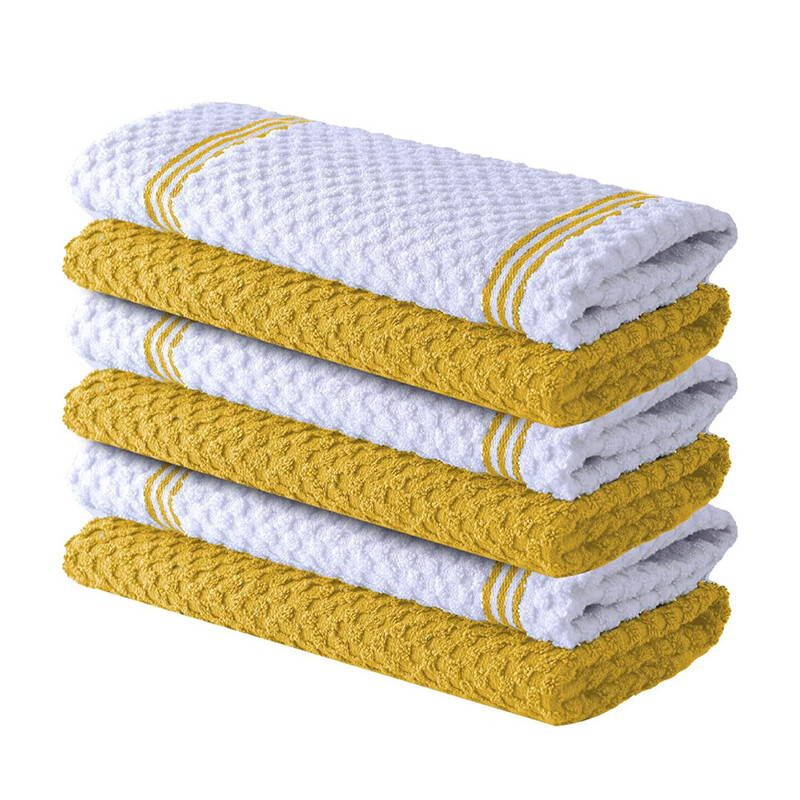 6-Pack Yellow Kitchen Towels, Soft & Durable, Highly Absorbent, Lint-Free, 40x66cm