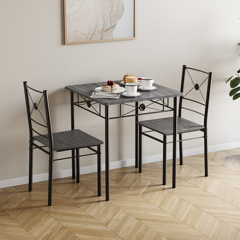 Vida Designs Furniture Dining Sets 2 Seater: Elegant Roslyn Indoor Dining Table and Chairs Set in Stylish Grey Finish.
