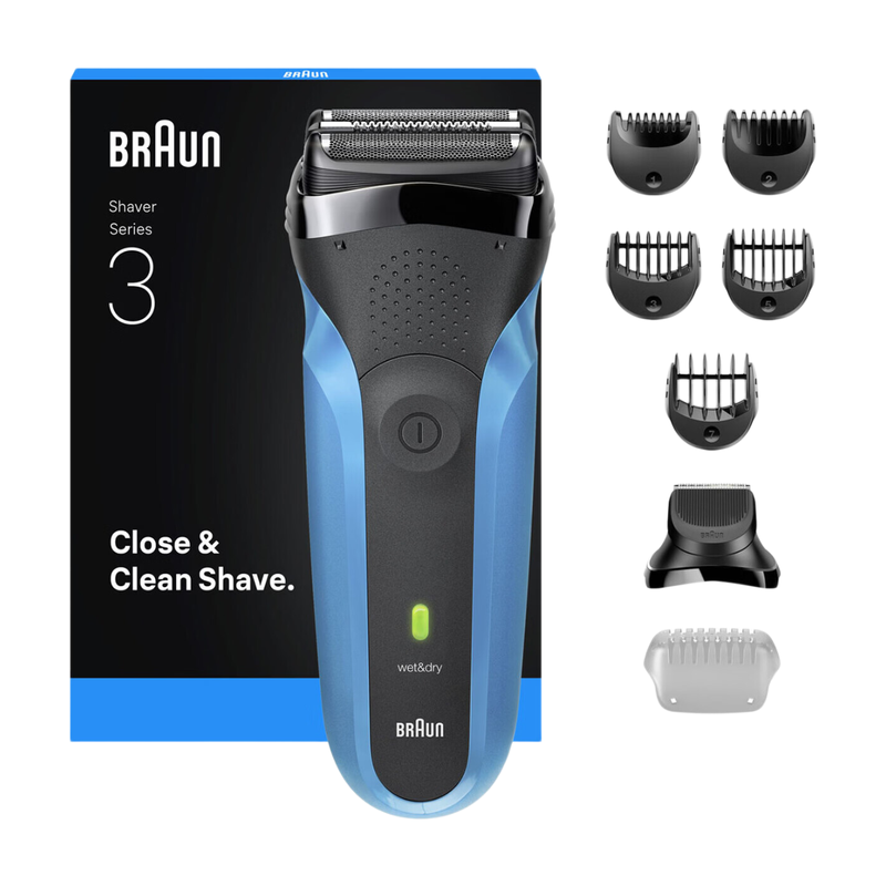 Braun Men's Black/Blue Series 3 Shave&Style 310Bt Electric Shaver, Wet & Dry Razor For