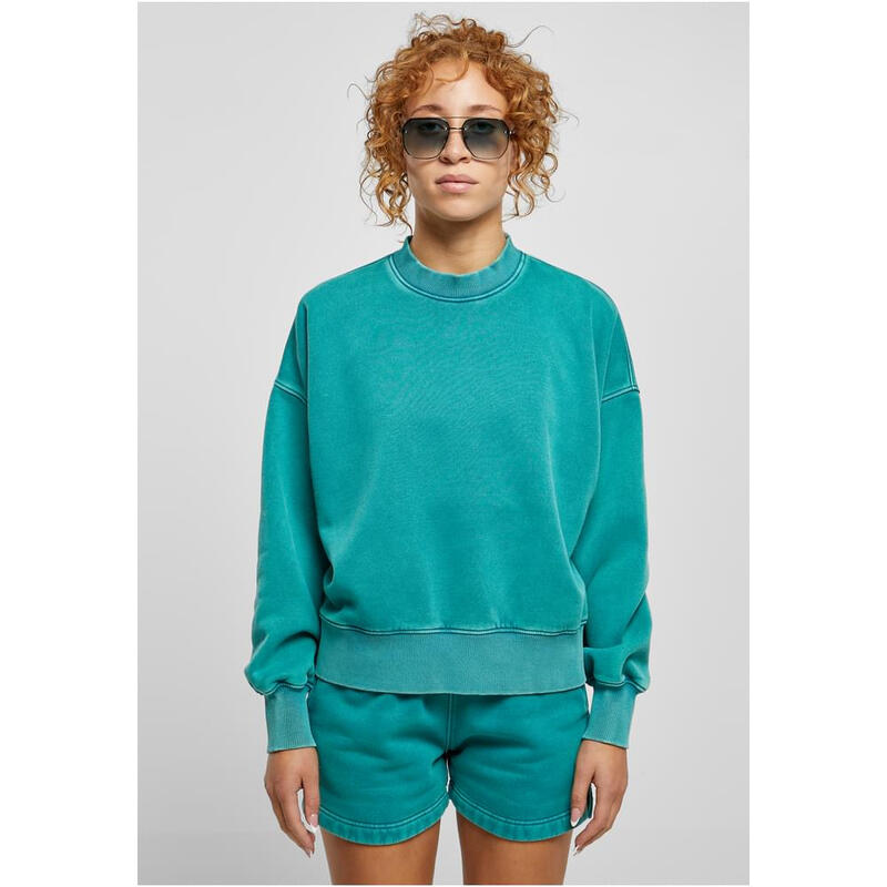 Urban Classics Damen Oversized Crewneck mit Steinwaschung watergreen L