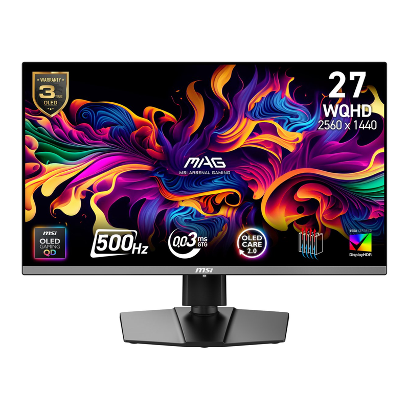 MSI MAG 272QP QD-OLED X50 monitor 67,3 cm (26,5") 2560 x 1440 pixels Wide Quad HD Zwart