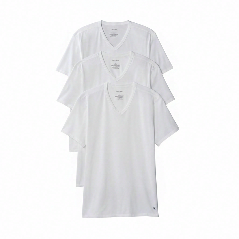 Calvin Klein 100% katoen v-hals t-shirt 3-delige set, wit, heren, XS