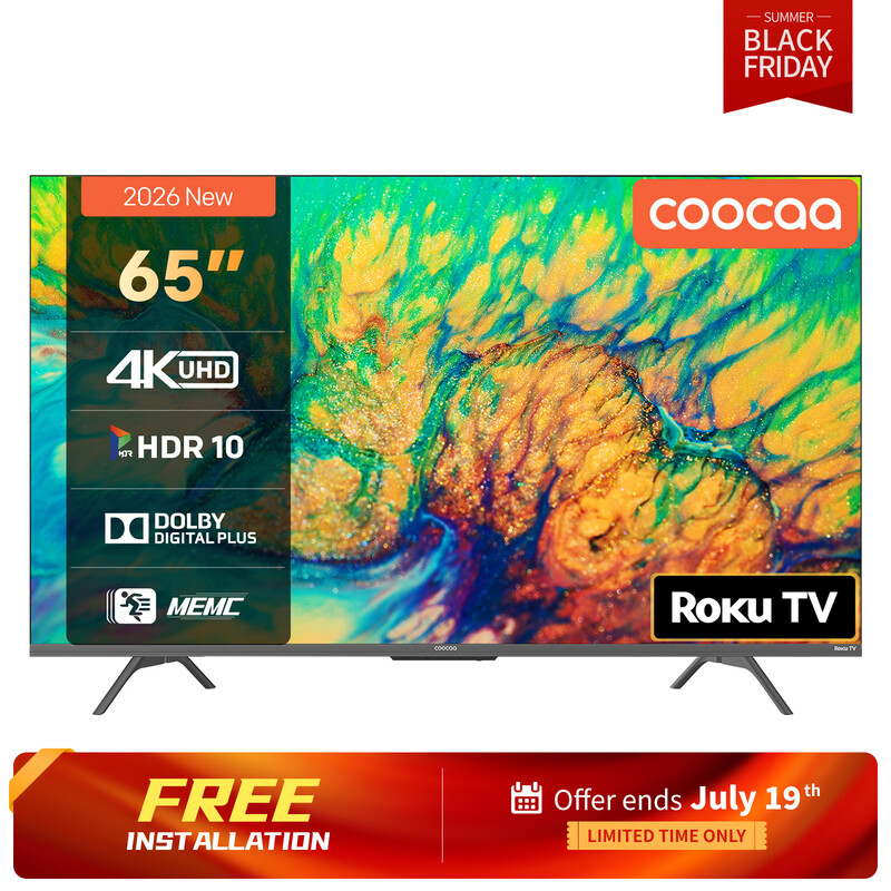 Coocaa 65 Zoll Smart TV UHD Roku – HDR10, Augenschutz Premium, Triple Tuner, flüssiges Streaming