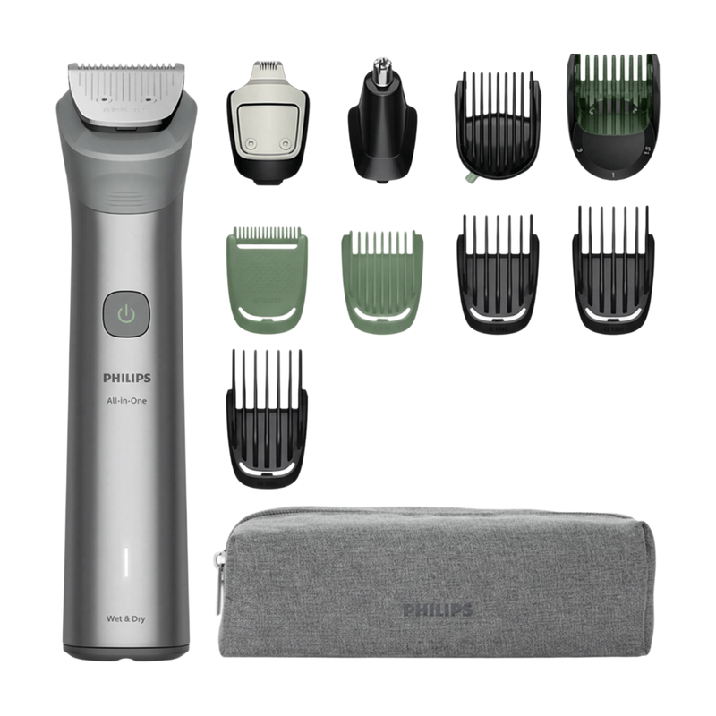 Philips Multigroom 5000-serie alles-in-één 11-delige trimmer - scheerapparaat en tondeuse voor gezicht, hoofd en lichaam, zelfslijpende volledig metalen mesjes, 13 lengtestanden (0,5-16 mm), model MG5941/15