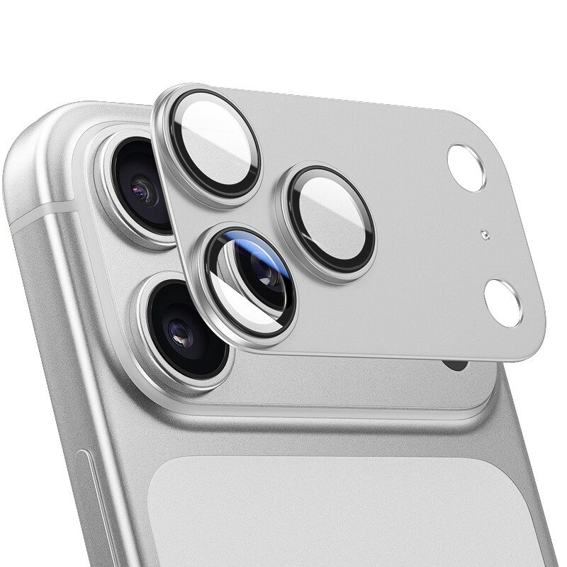 IM-CHEN iPhone 18Pro Kameralinsenschutz, Hochtransparentes Legierung, Fallschutz, Silber, 1 Stück