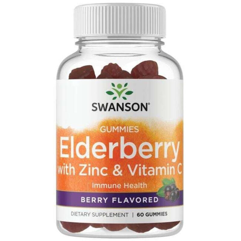 Swanson Black Elderberry + Zinc + Vitamin C Immune Berry Gummies Flavour - 60 Gummies