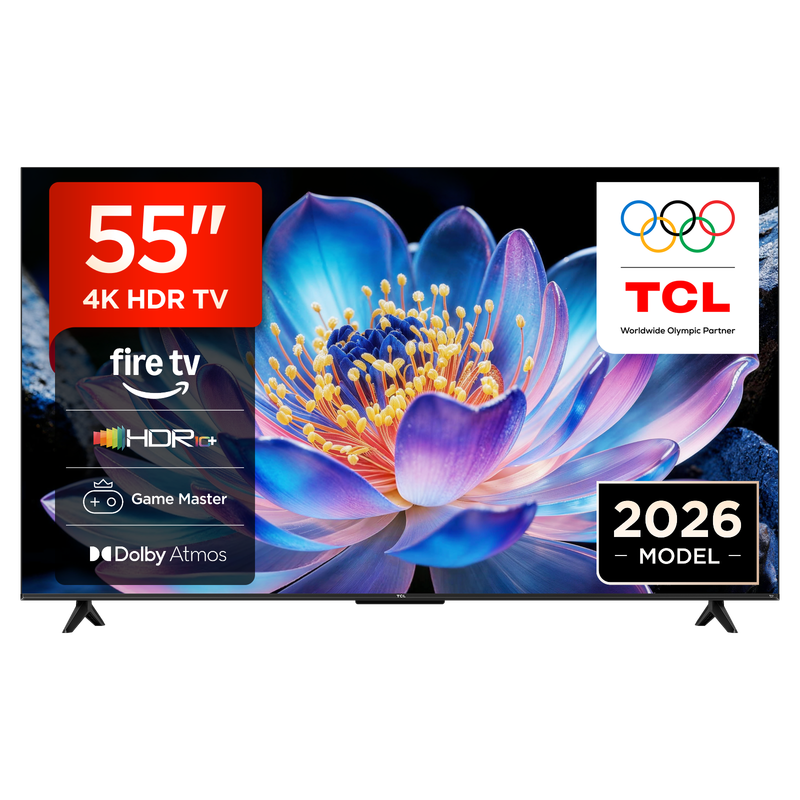 TCL 55V6D 55 Zoll, 4K UHD, Smart TV, Fire TV, HDR10+, Dolby Atmos, DTS:X, Game Master, Motion Clarity, AirPlay 2, Kompatibel mit Alexa | DTS:X, Game Master, Motion Clarity, Apple AirPlay 2, Alexa-kompatibel [Energieklasse E]