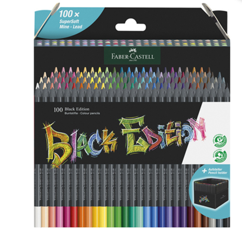 FABER-CASTELL Crayons de Couleur Édition Noire en Boîte Cartonnée
