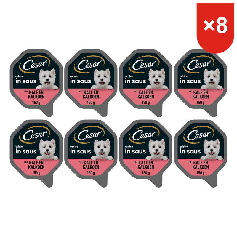 Cesar Nourriture premium pour chiens Dinde et veau Haute teneur en protéines 150 g * 8