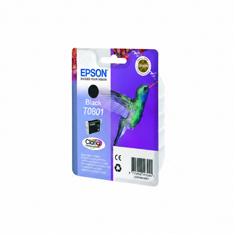 Epson Colibri enkele verpakking zwarte T0801 Claria fotografische inkt