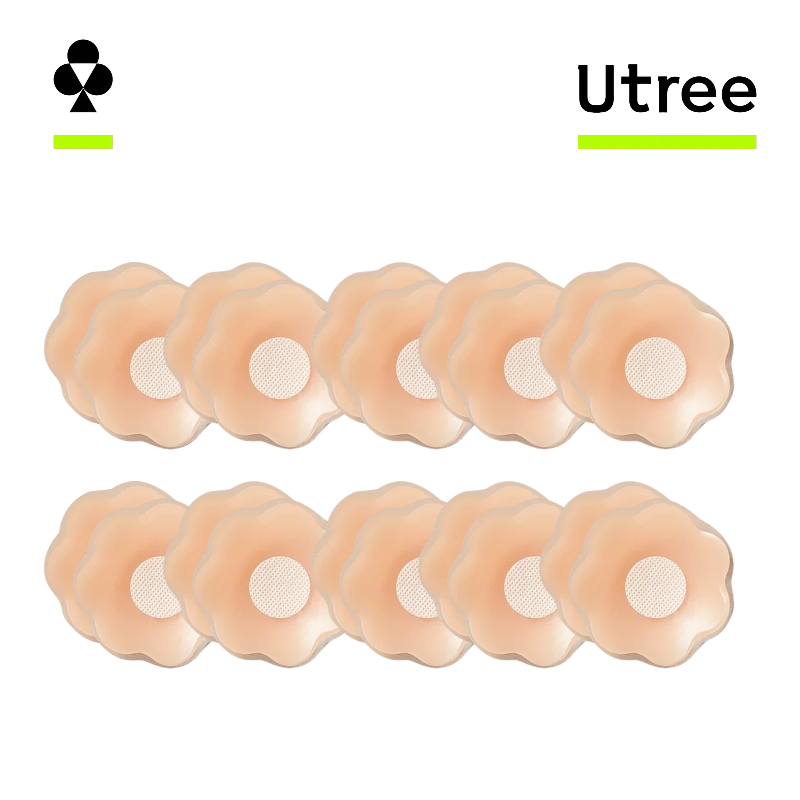 Utree - Women's Anti-Bump No-Strap Silicone Bra Pads, Invisible Bra Pads - 10 Pairs, Floral Pattern