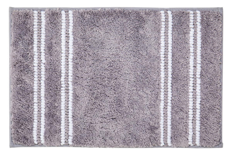 Bath Mat Soak Microfibre Tufted Stripe Grey 40x60cm