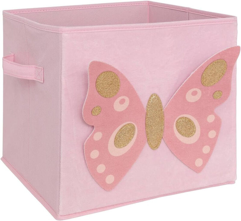 Samt-Aufbewahrungsbox mit Schmetterlingsmotiv, 29 x 29 cm