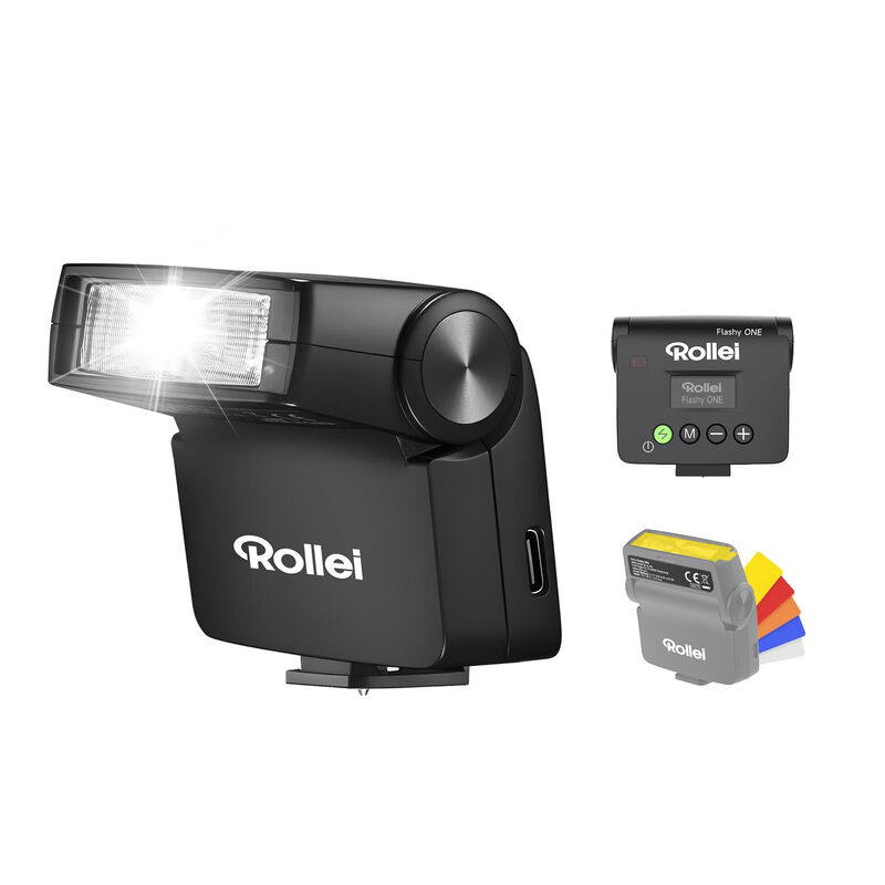Rollei Blitzgerät: Flashy ONE Kompakter USB-C Aufsteckblitz, 16,8Ws, wiederaufladbar für moderne Kameras