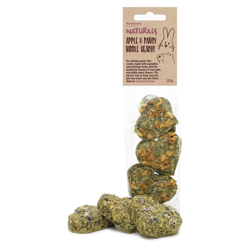 Naturals Apple & Pansy Nibble Hearts Small Animal Treats, 120g