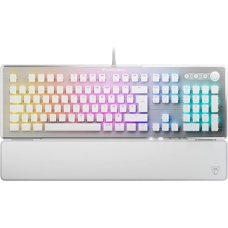 Turtle Beach Vulcan II Clavier Gaming mécanique filaire Rétro-éclairé RVB Repose-poignets amovible Full - Layout FR - Blanc