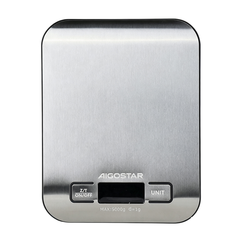 Aigostar Küchenwaage/5 kg/Edelstahlplatte/Edelstahlfarbe/VDE/Duncan