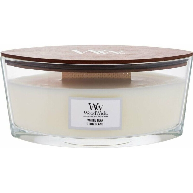 Yankee Candle Home Décorduftkerze: Weißer Teak Ellipse von WoodWick - langanhaltende Duftkerze für Wohnzimmer